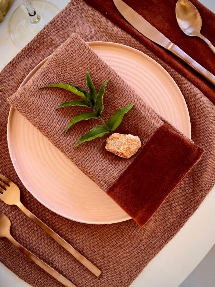 bark linen velvet napkins placemats