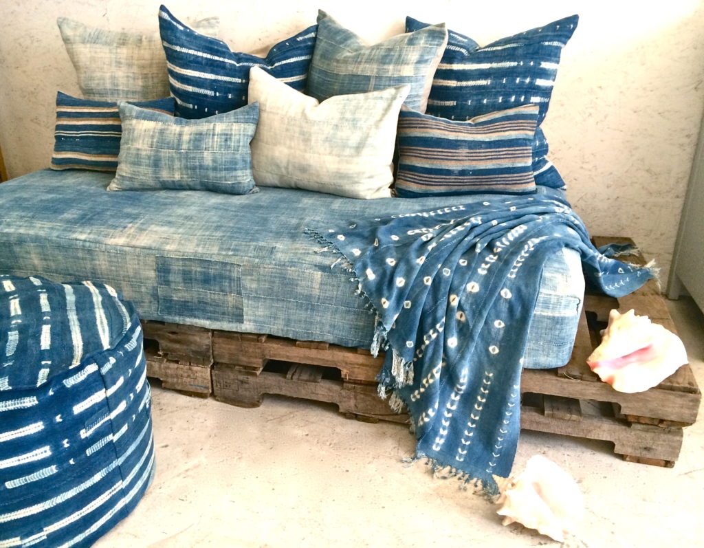 vintage indigo pillow