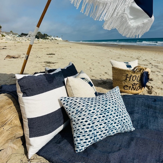 House of Cindy Navy and White Summer Pillows